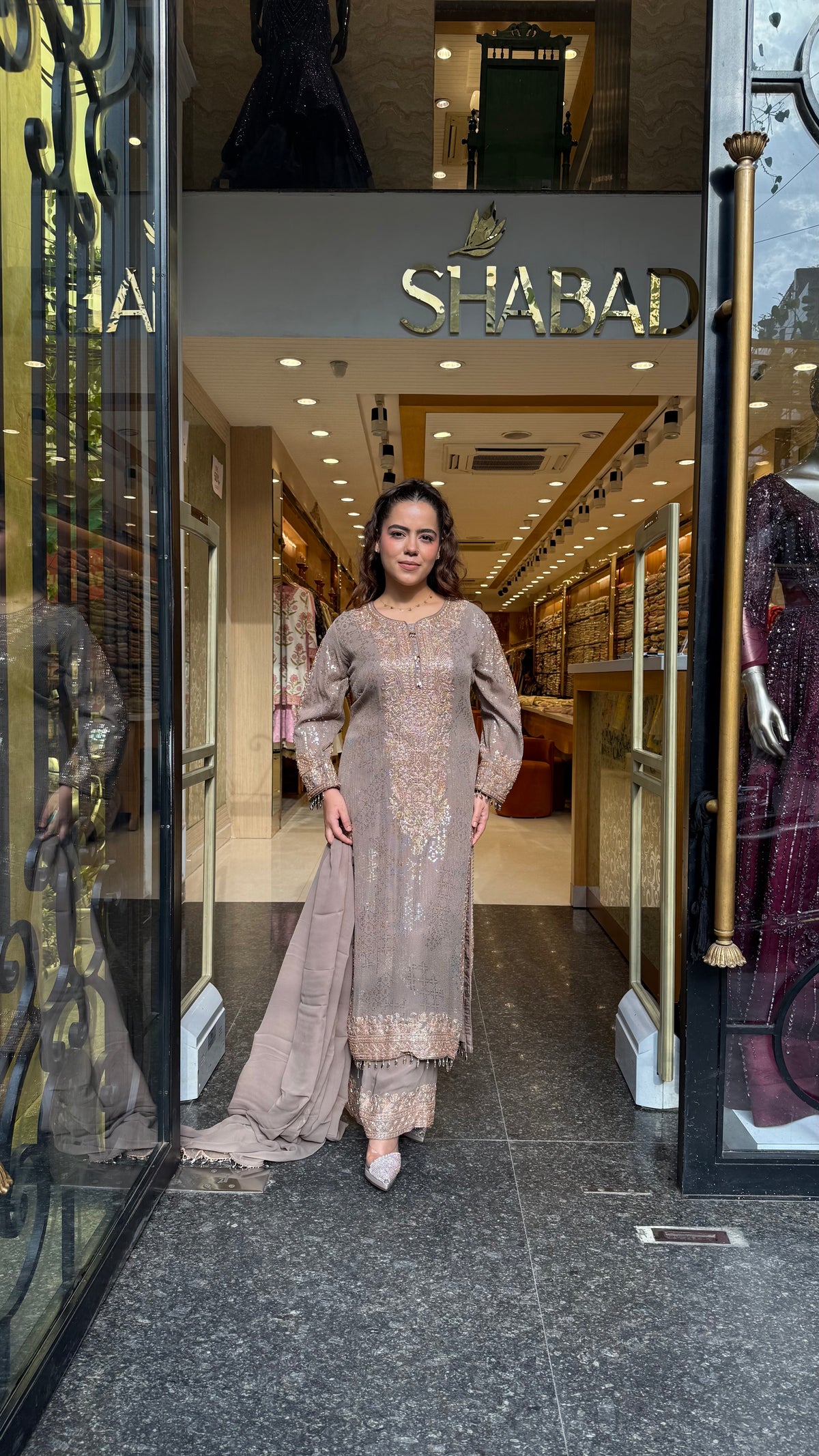 Luxury Pakistani Georgette Suit Set with Sequin & Beads Work