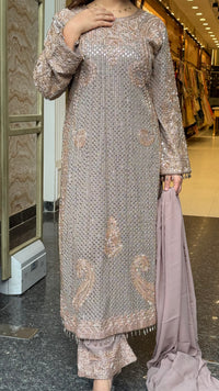 Designer Pakistani Georgette Suit Set with Sequin Shirt & Beads Work