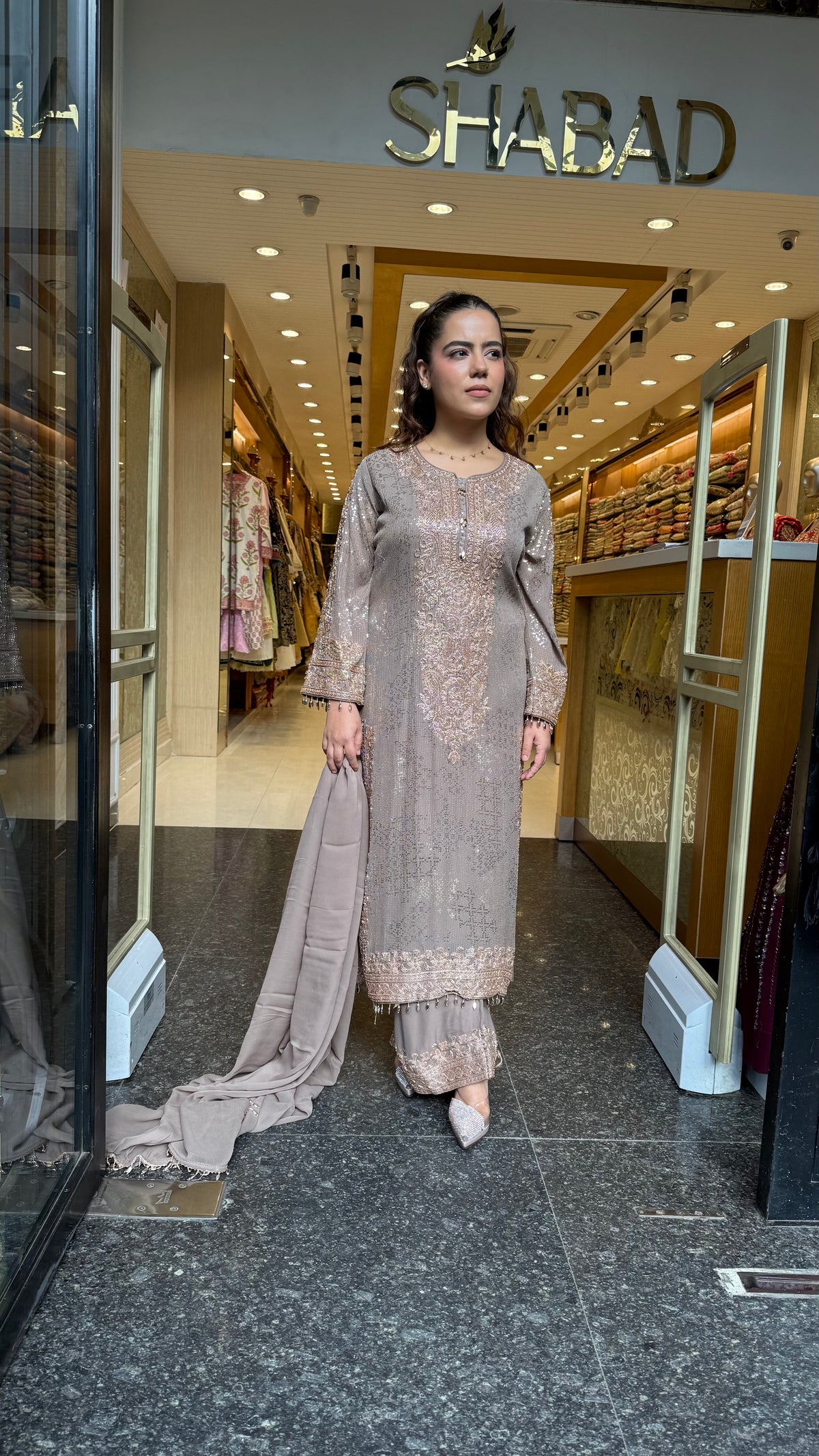 Luxury Pakistani Georgette Suit Set with Sequin & Beads Work