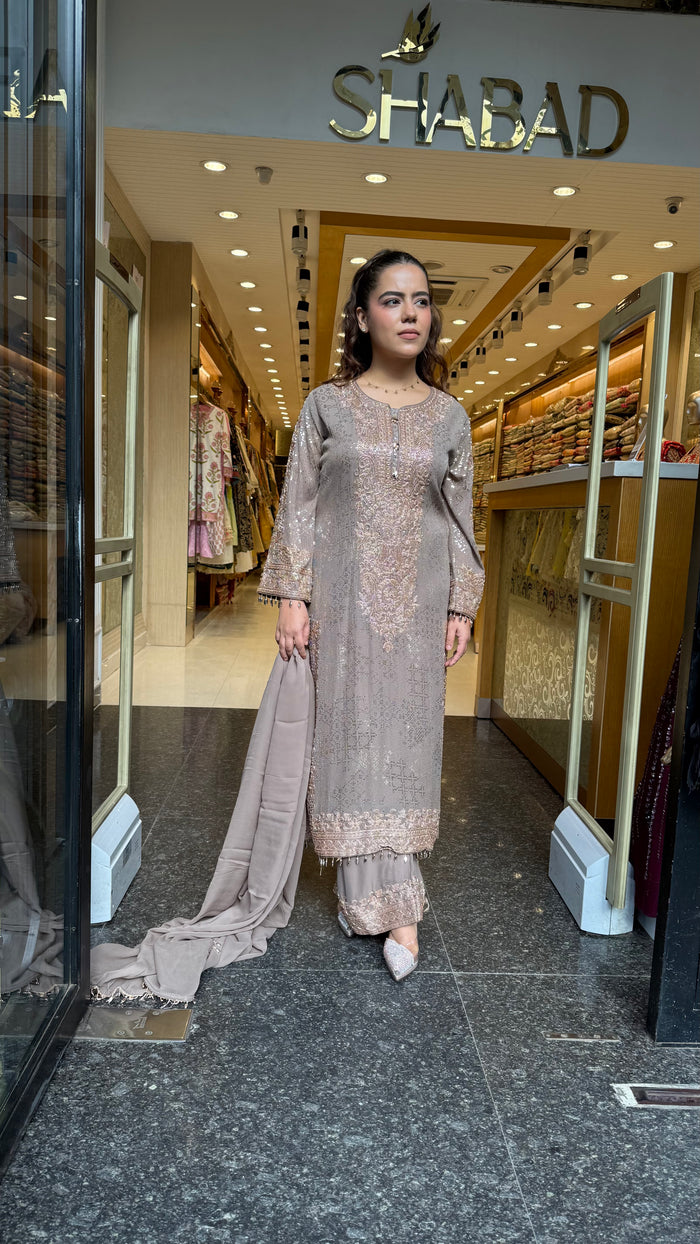 Luxury Pakistani Georgette Suit Set with Sequin & Beads Work