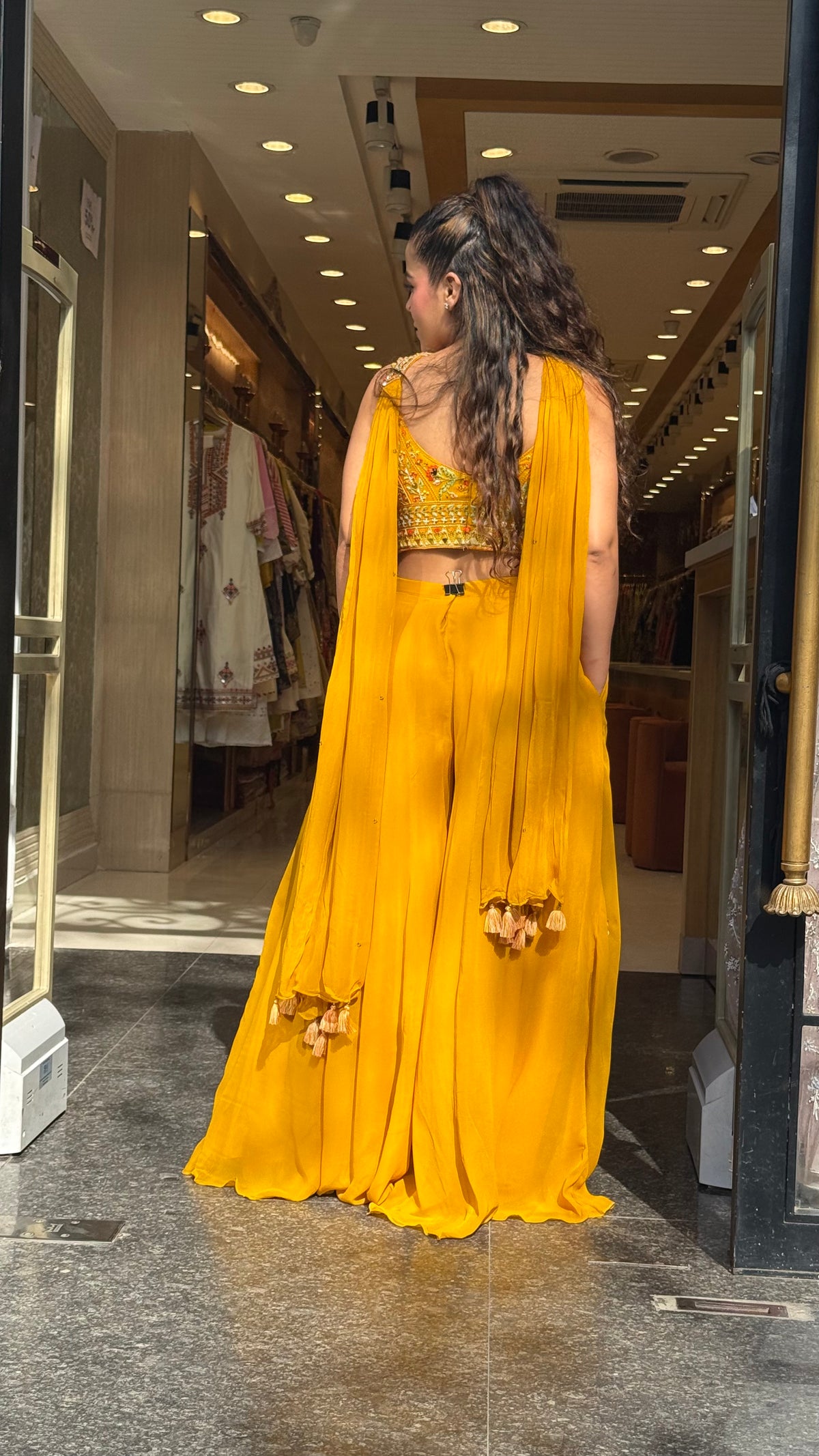 Premium Kashmiri Embroidery Indo-Western with Pearl & Mirror Detailing