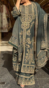 Premium Crepe Suit Set with Digital Print, Zari Outline & Gotta Detailing
