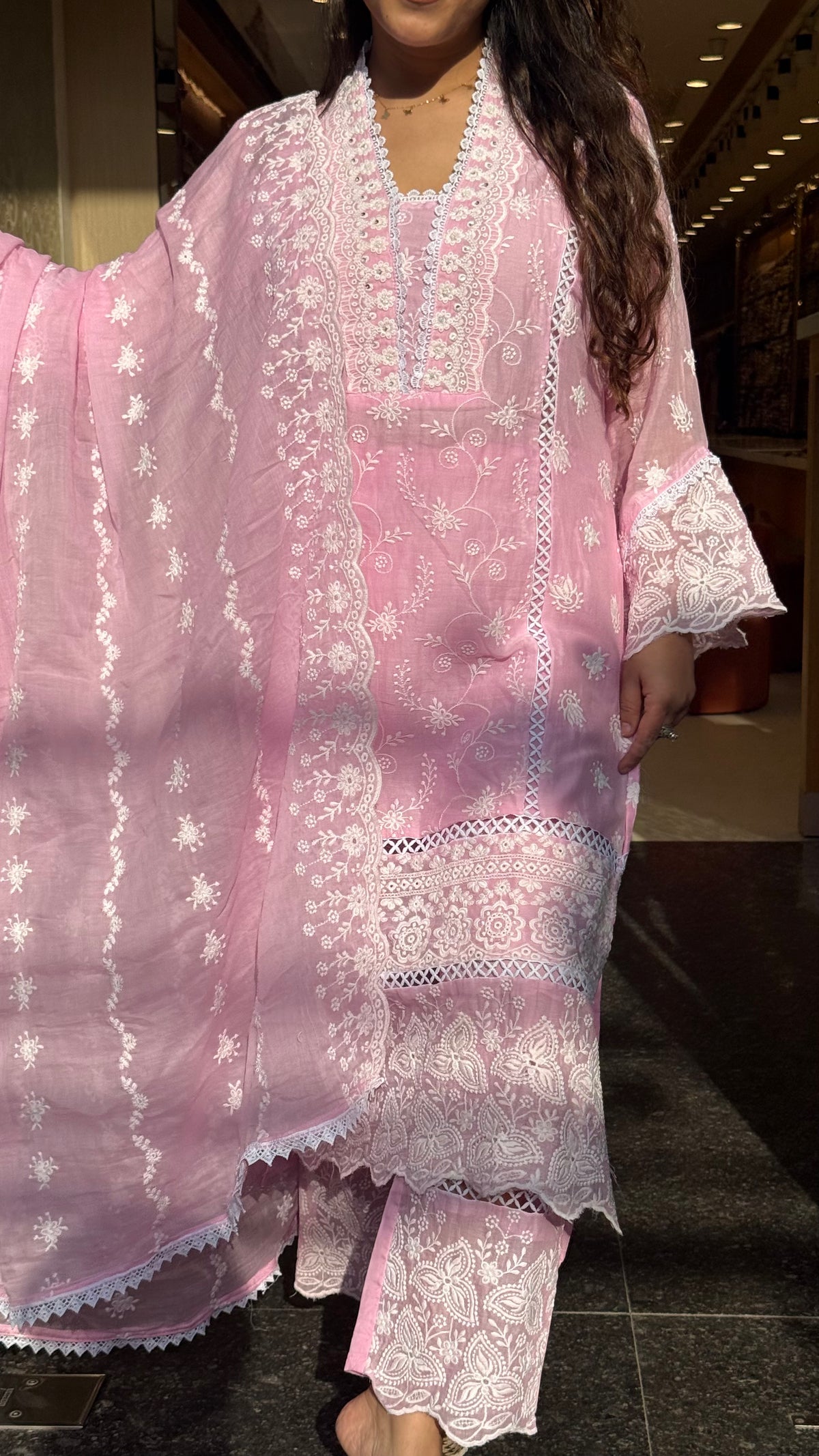 Budget-Friendly Chikankari Mul Cotton Suit Set