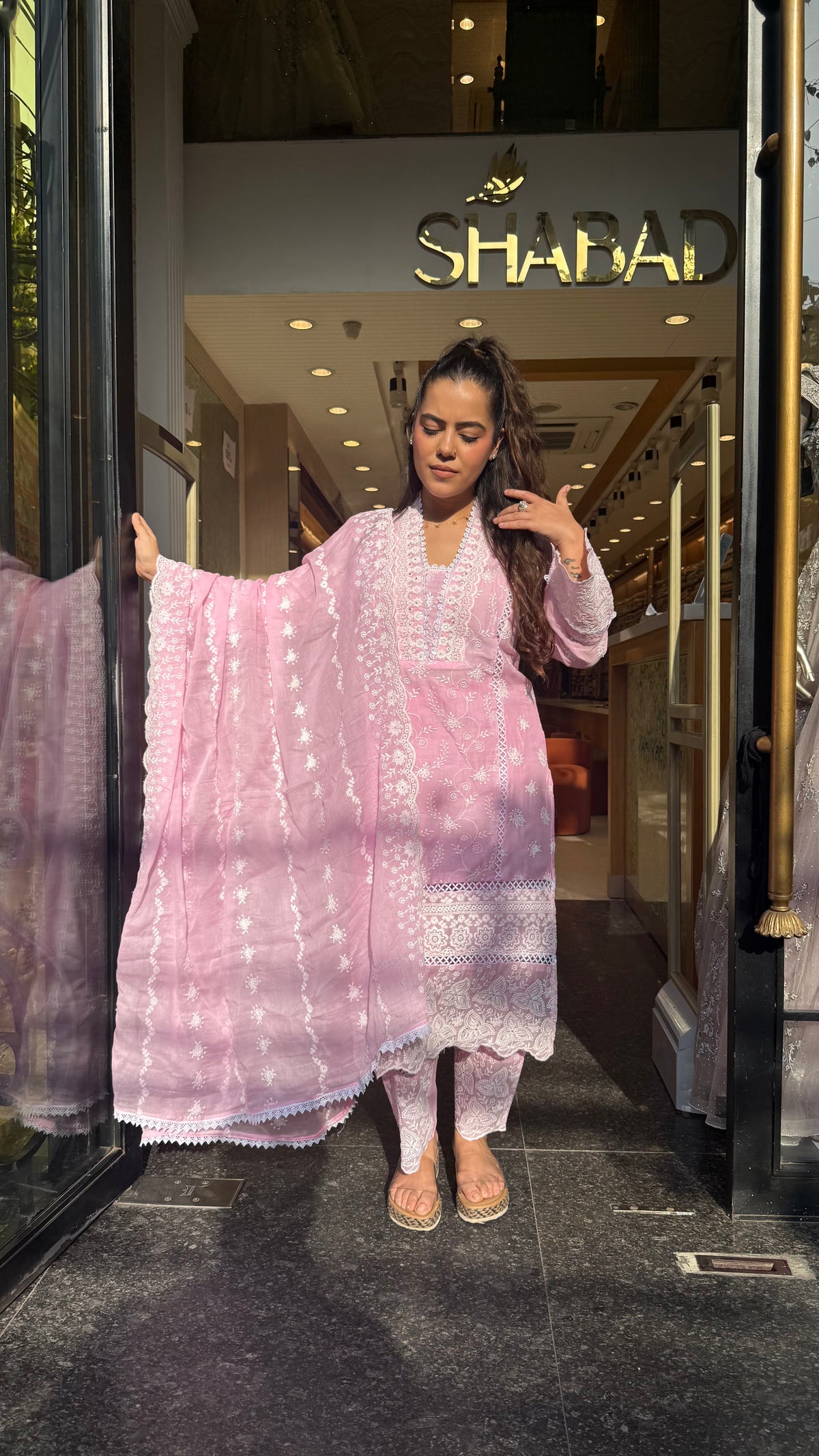 Budget-Friendly Chikankari Mul Cotton Suit Set