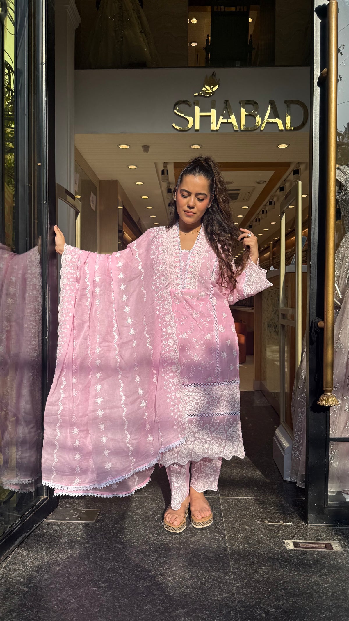 Budget-Friendly Chikankari Mul Cotton Suit Set