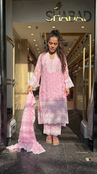 Budget-Friendly Chikankari Mul Cotton Suit Set