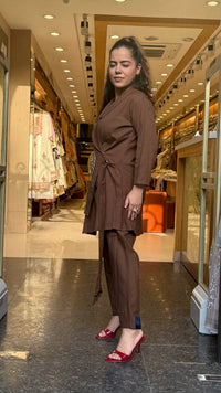 Linen Co-ord Set with Appliqué Work