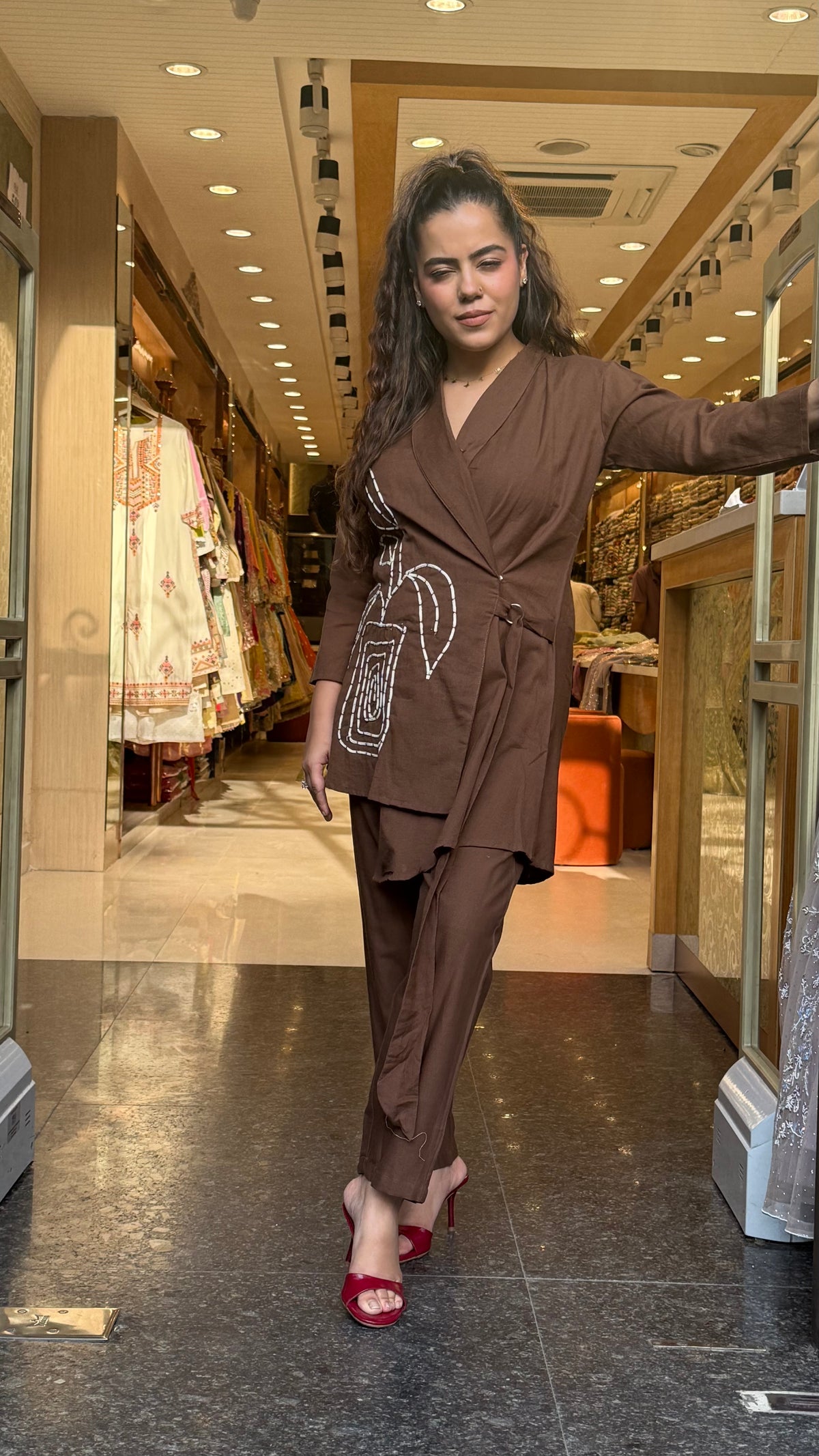 Linen Co-ord Set with Appliqué Work
