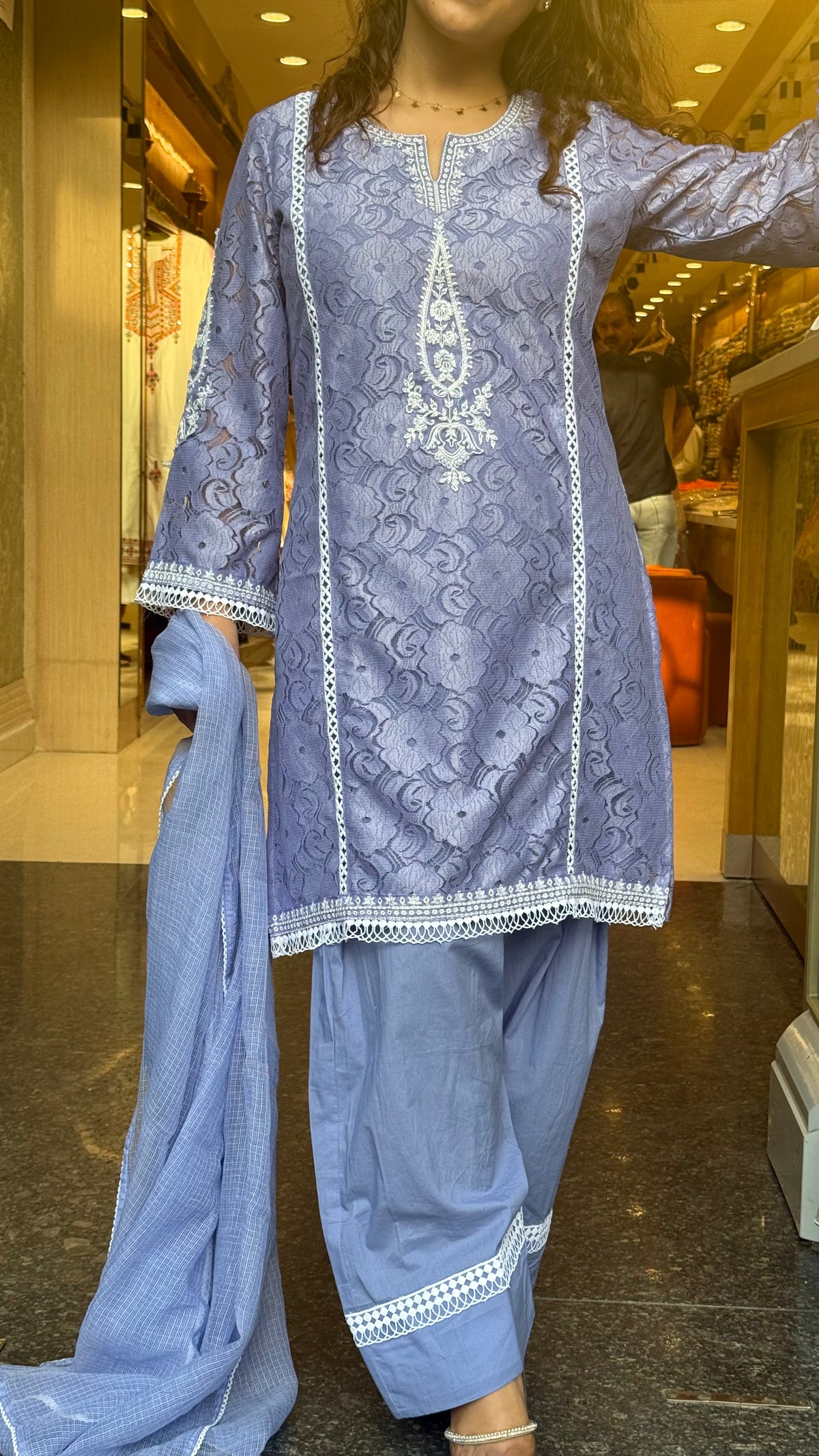 Budget-Friendly Cotton Suit Set with Crochet Work