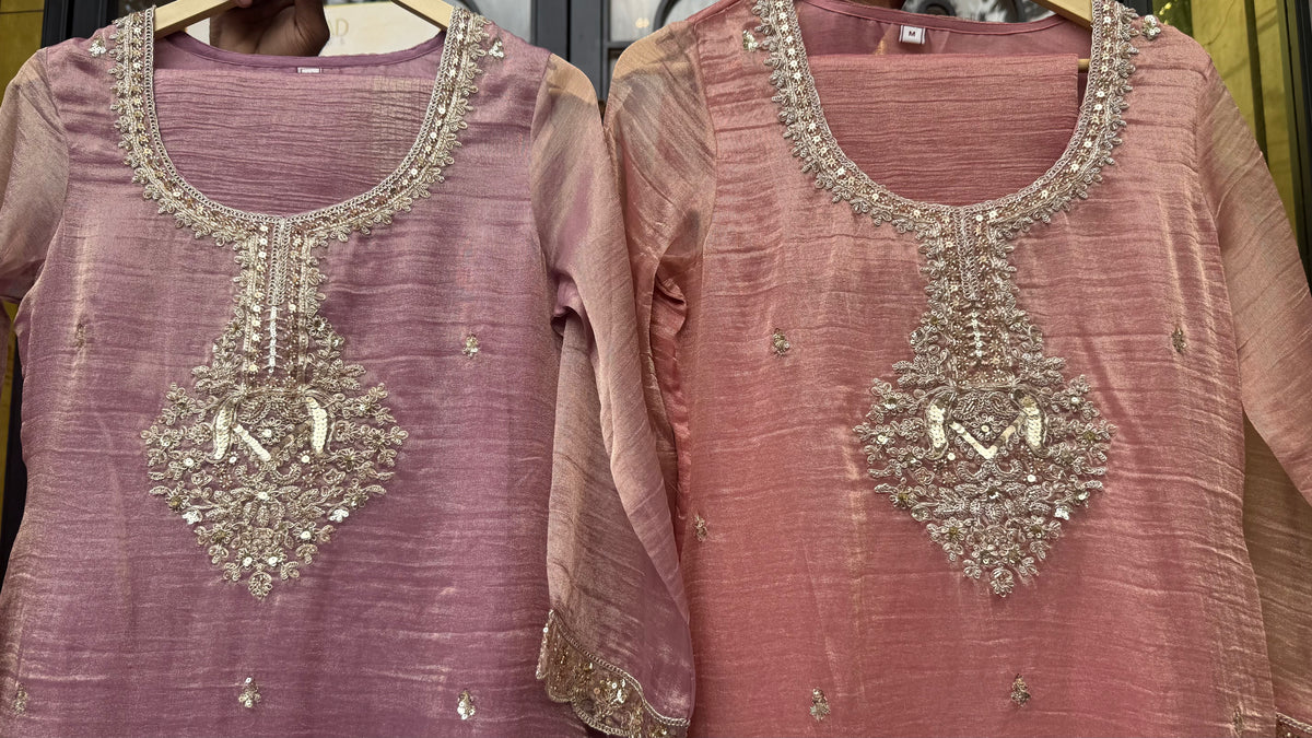 Maheshwari Cotton Suit with Shimmer Tissue, Dori, Sequin & Cutdana Work | Budget-Friendly Suit | Up to Size 44
