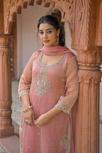 Maheshwari Cotton Suit with Shimmer Tissue, Dori, Sequin & Cutdana Work | Budget-Friendly Suit | Up to Size 44