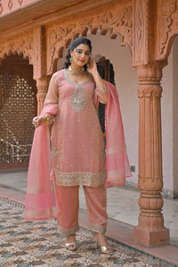 Maheshwari Cotton Suit with Shimmer Tissue, Dori, Sequin & Cutdana Work | Budget-Friendly Suit | Up to Size 44