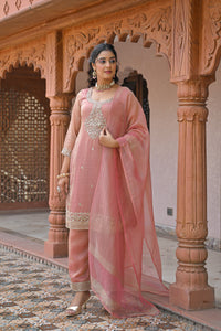 Maheshwari Cotton Suit with Shimmer Tissue, Dori, Sequin & Cutdana Work | Budget-Friendly Suit | Up to Size 44
