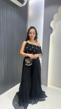 Indo-Western Kashmiri Embroidered Set with Purse & Choker Dupatta