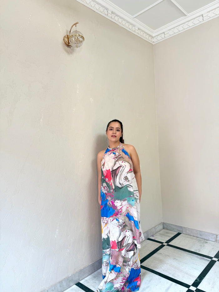 Digital Print Crepe Indowestern Set