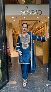 Budget-Friendly Shimmer Tissue Fabric with Elegant Thread Embroidery Work