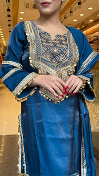 Budget-Friendly Shimmer Tissue Fabric with Elegant Thread Embroidery Work