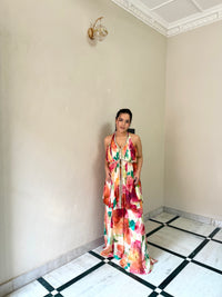 Indowestern Crepe Digital Print Set with Mirror Work