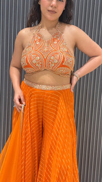 Indo-Western Set with Neem Zari Work Blouse & Banarasi Weave Bottoms
