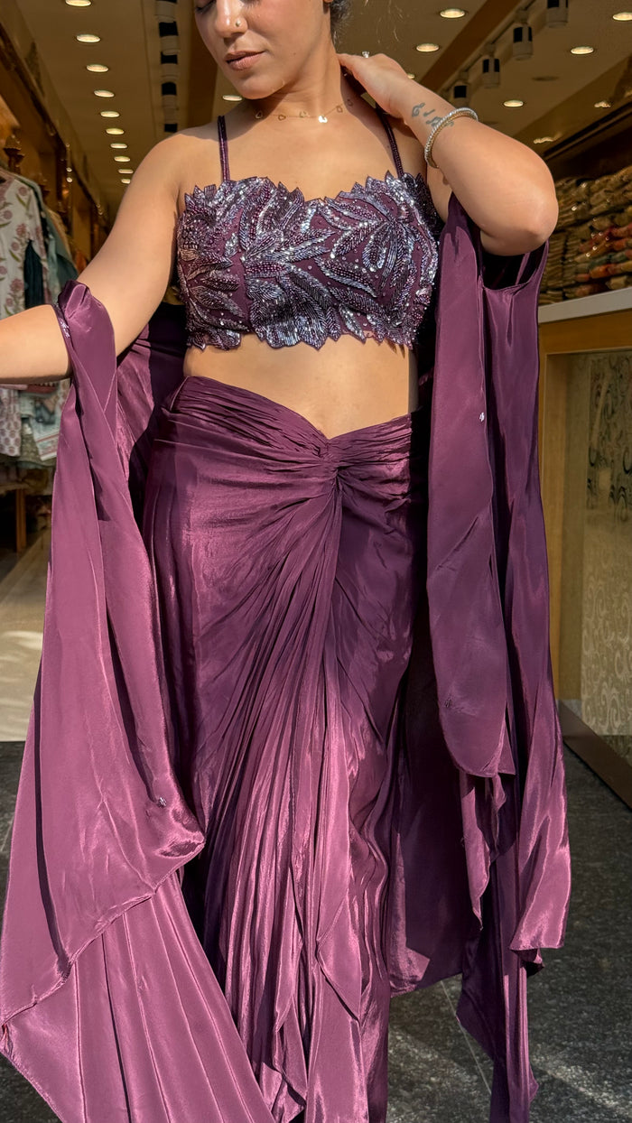 Cutdana Handwork Crepe Indo-Western 3-Piece Set