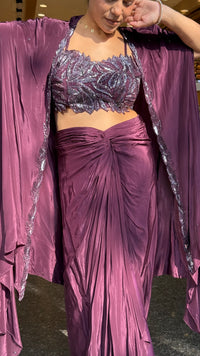 Cutdana Handwork Crepe Indo-Western 3-Piece Set