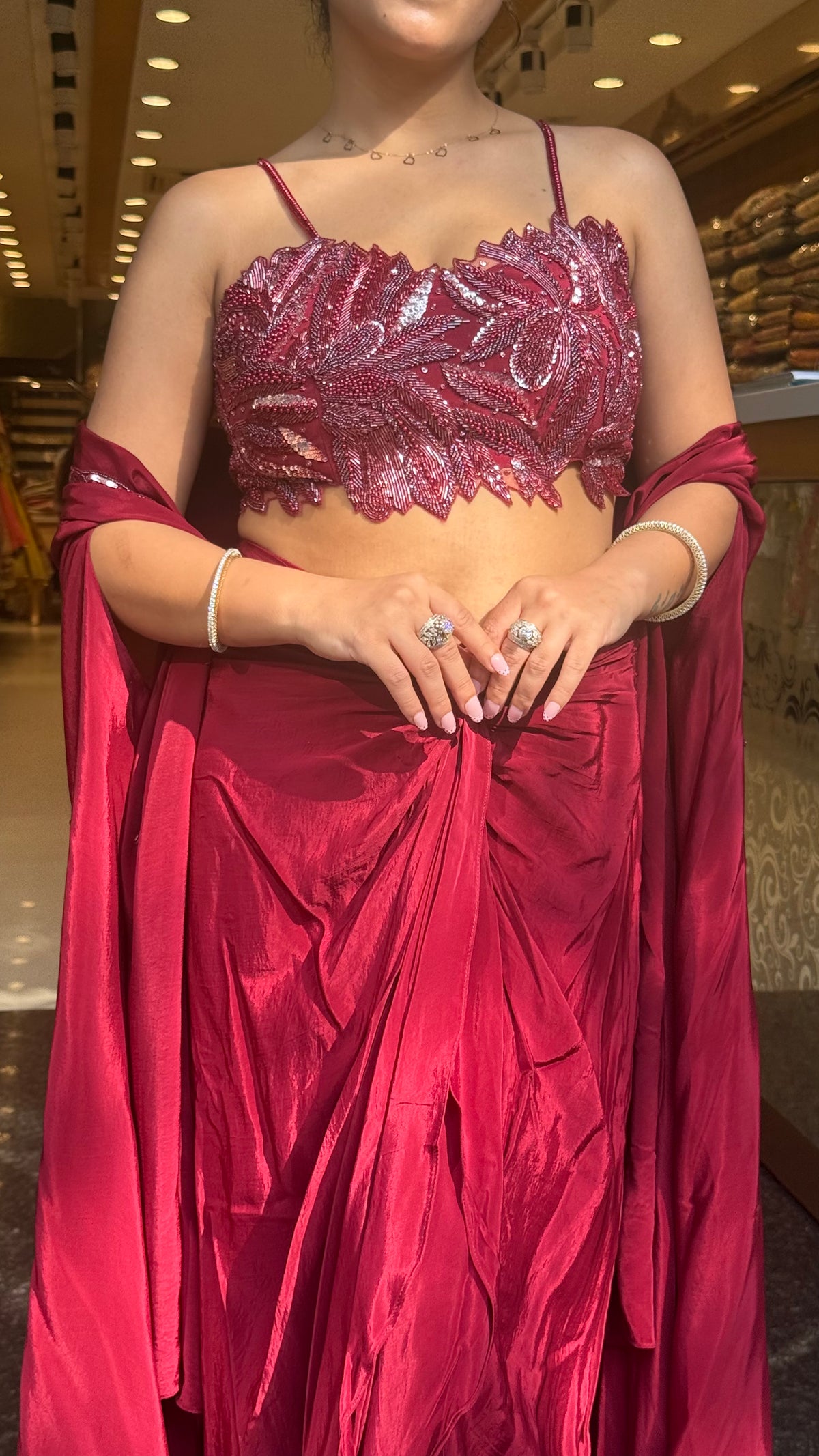 Cutdana Handwork Crepe Indo-Western 3-Piece Set