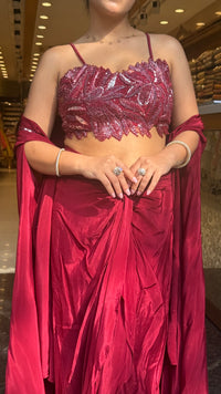 Cutdana Handwork Crepe Indo-Western 3-Piece Set