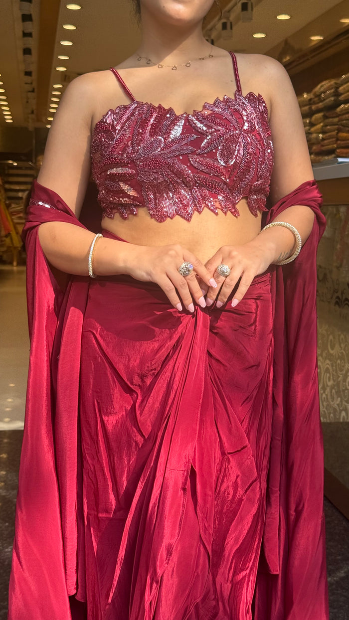 Cutdana Handwork Crepe Indo-Western 3-Piece Set