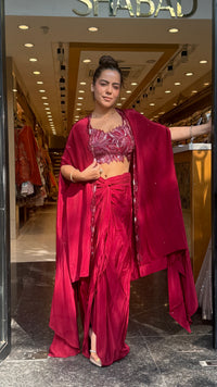 Cutdana Handwork Crepe Indo-Western 3-Piece Set