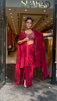 Cutdana Handwork Crepe Indo-Western 3-Piece Set