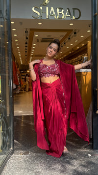 Cutdana Handwork Crepe Indo-Western 3-Piece Set