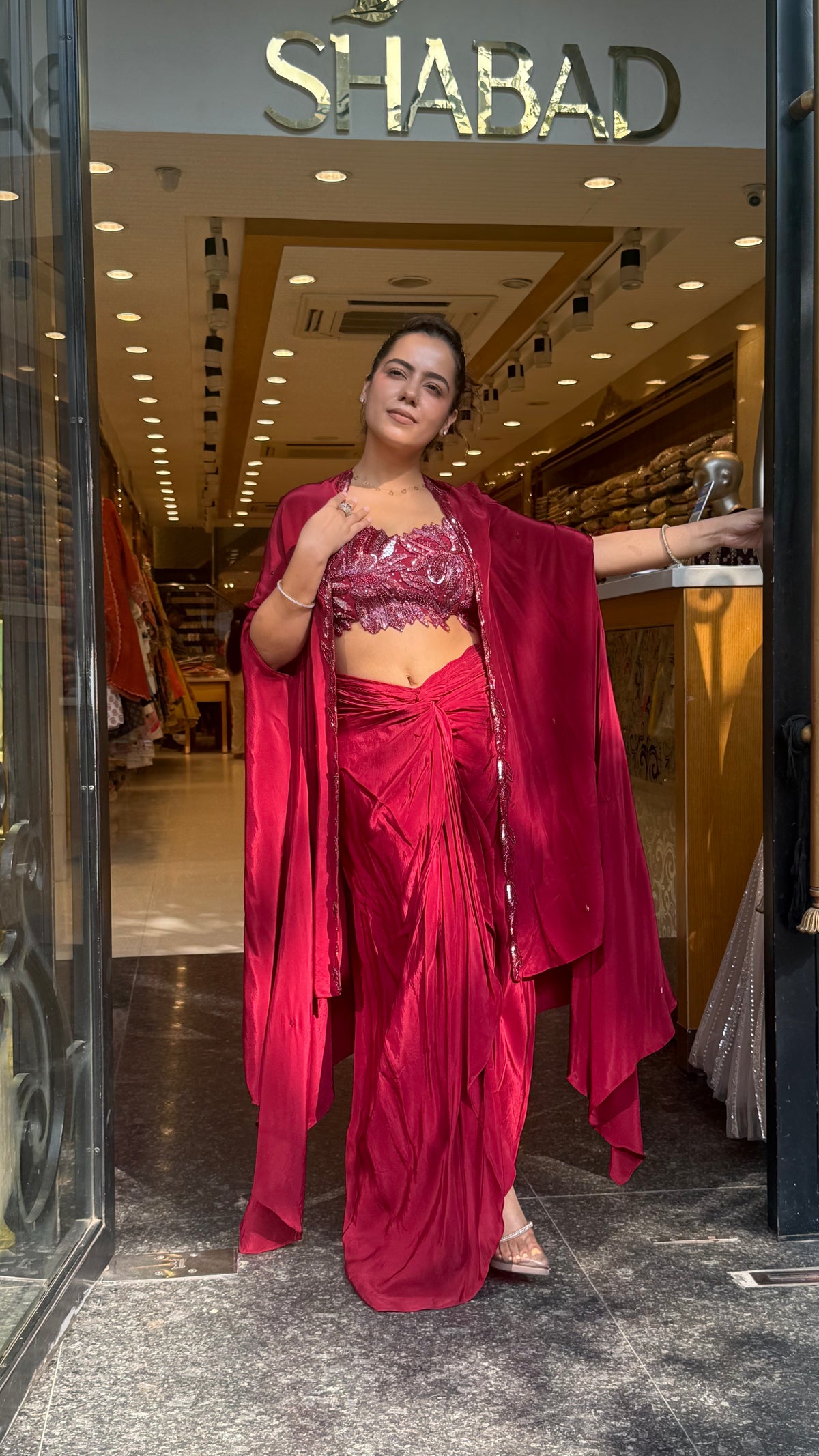 Cutdana Handwork Crepe Indo-Western 3-Piece Set