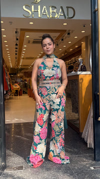Digital Print Badla Work Jumpsuit