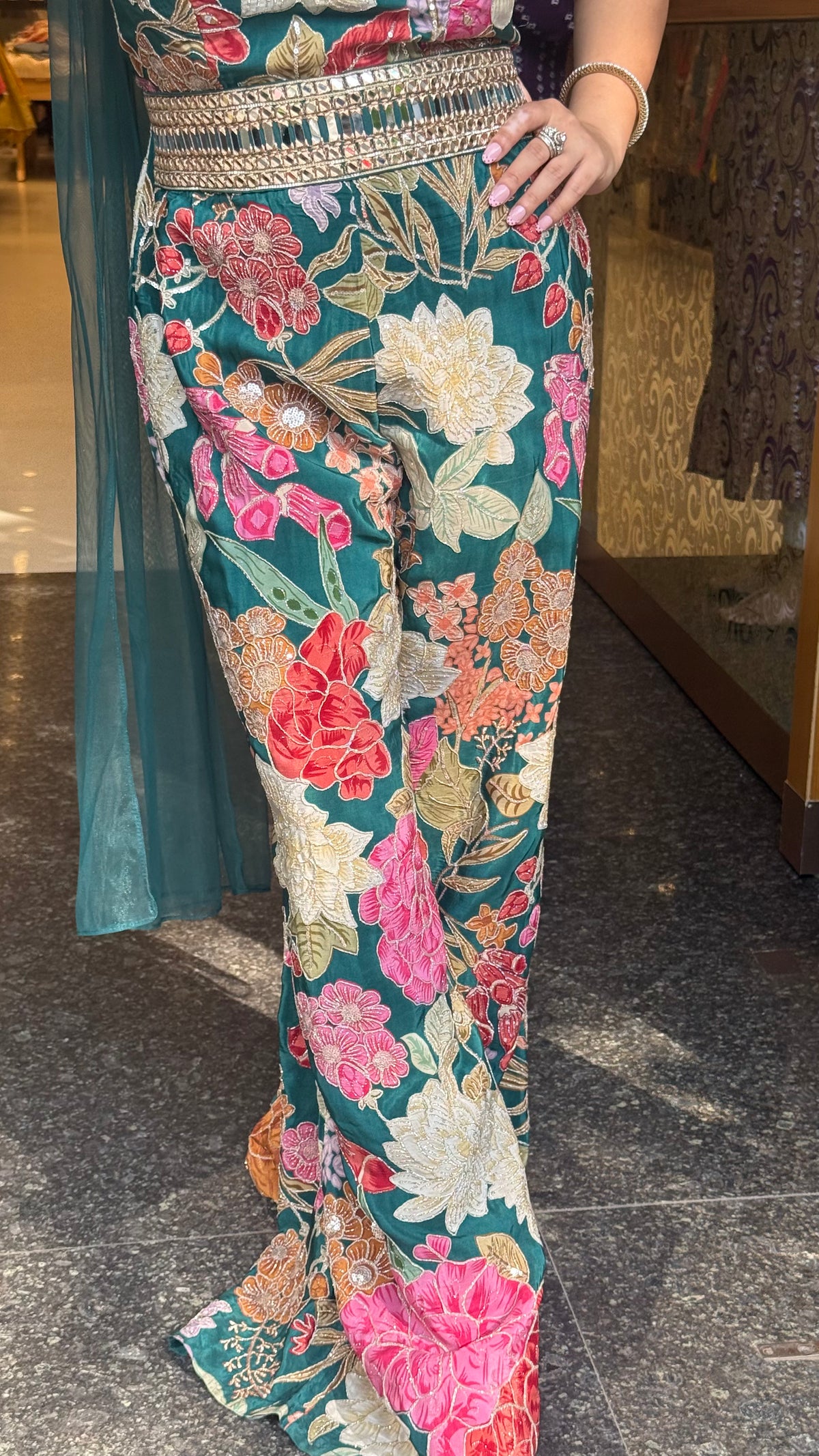 Digital Print Badla Work Jumpsuit