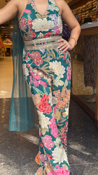Digital Print Badla Work Jumpsuit