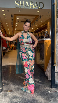 Digital Print Badla Work Jumpsuit