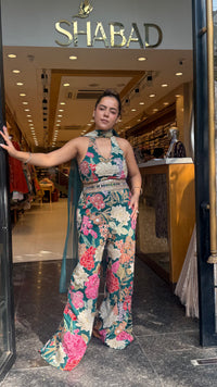 Digital Print Badla Work Jumpsuit