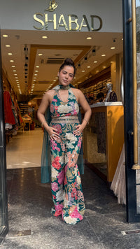 Digital Print Badla Work Jumpsuit