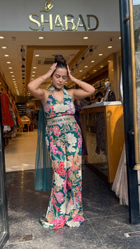 Digital Print Badla Work Jumpsuit