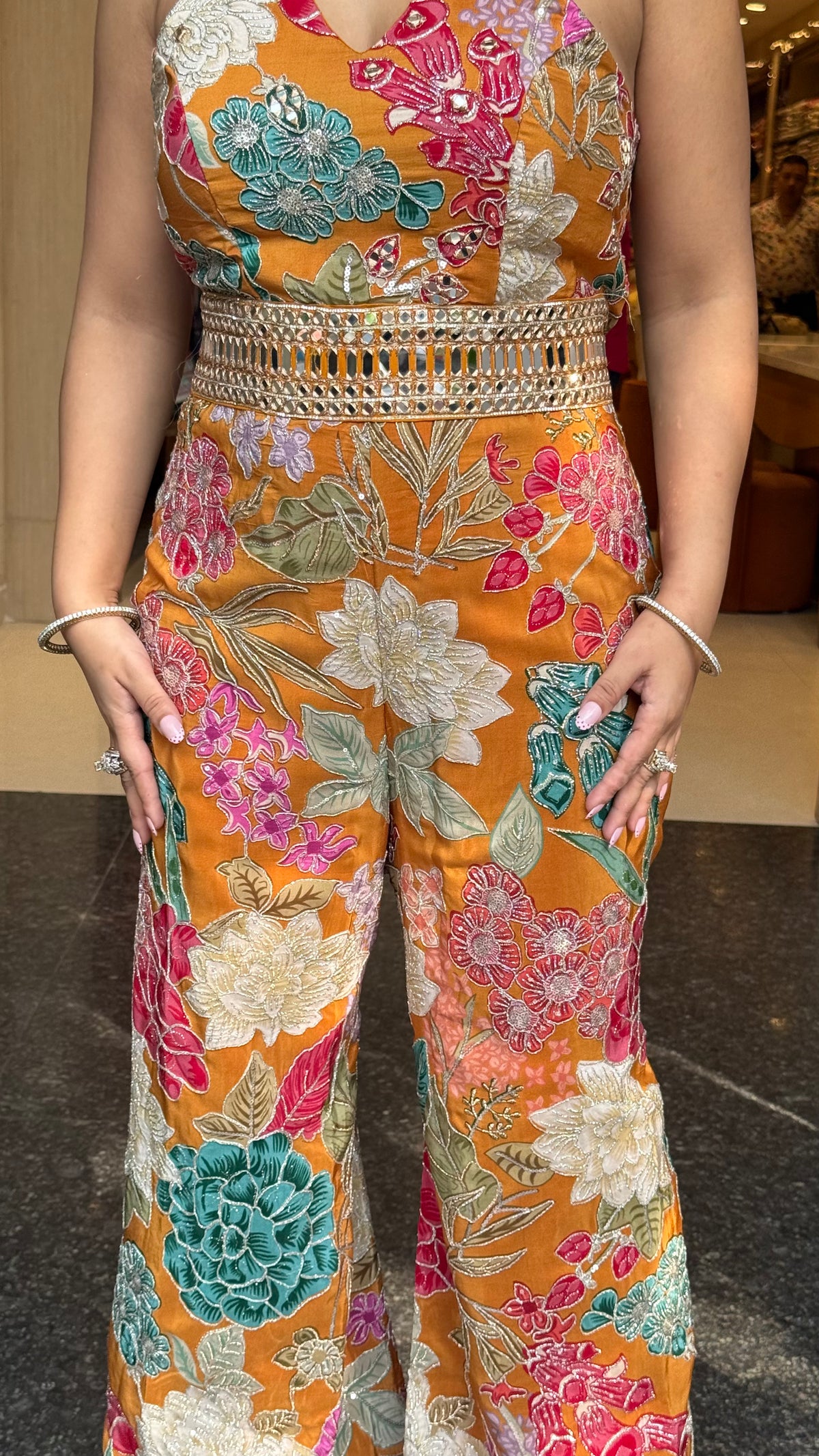 Digital Print Badla Work Jumpsuit