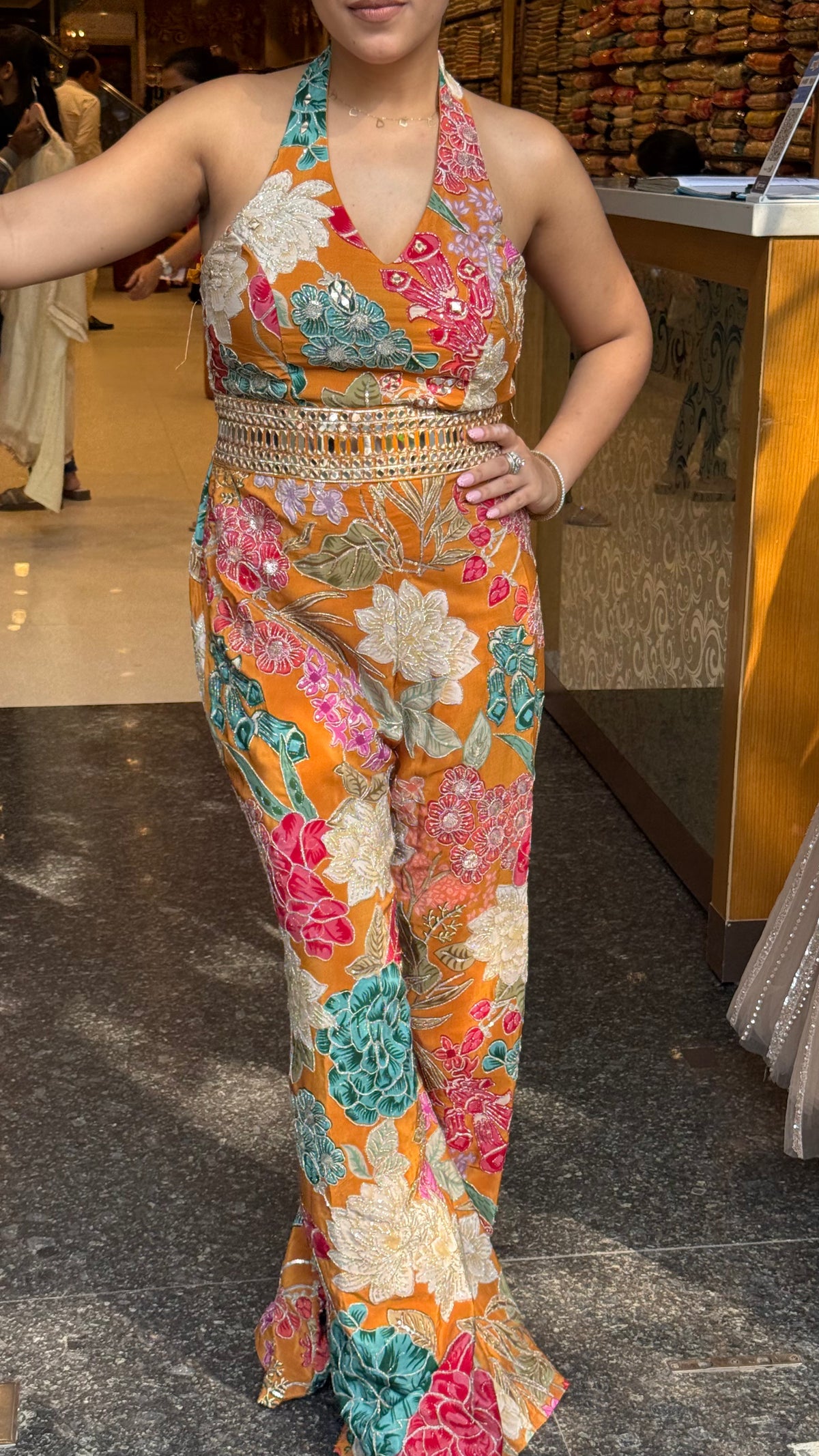 Digital Print Badla Work Jumpsuit