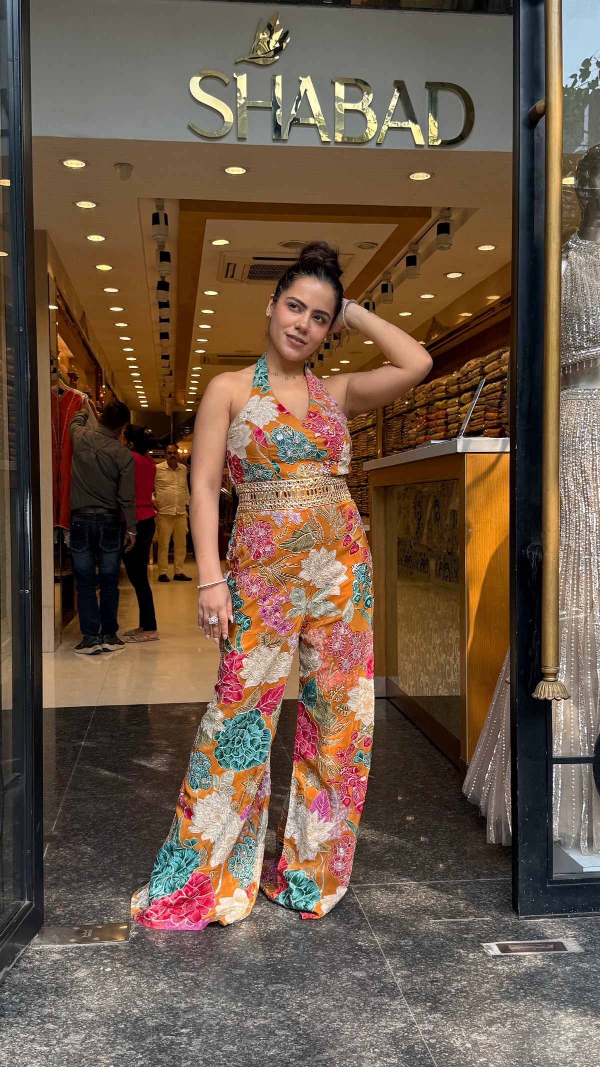 Digital Print Badla Work Jumpsuit