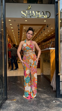 Digital Print Badla Work Jumpsuit
