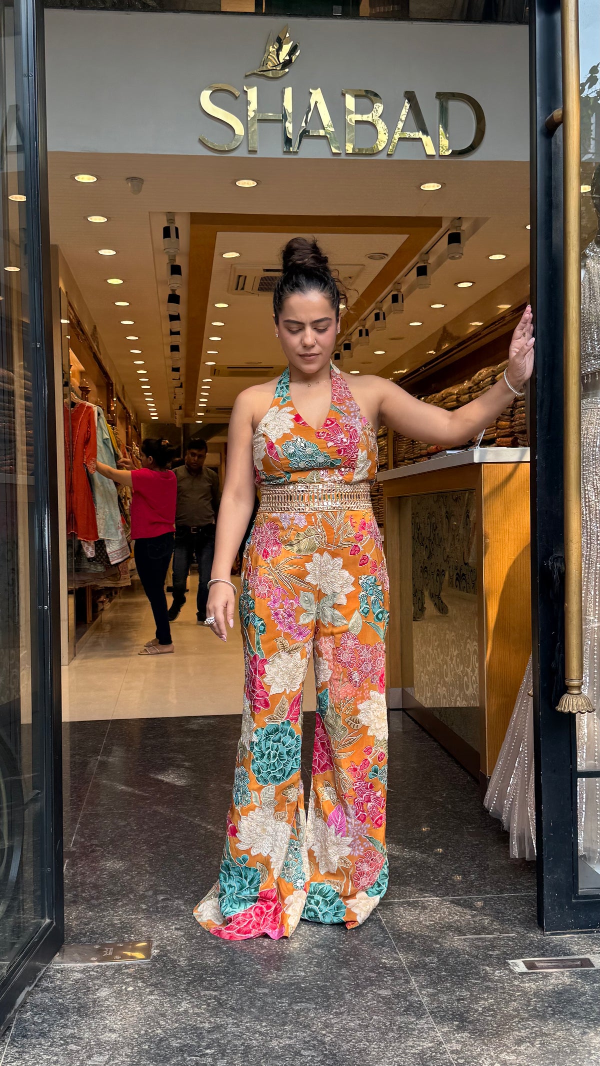 Digital Print Badla Work Jumpsuit