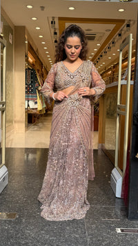 Premium Handwork Blouse with Designer Drape Saree Set