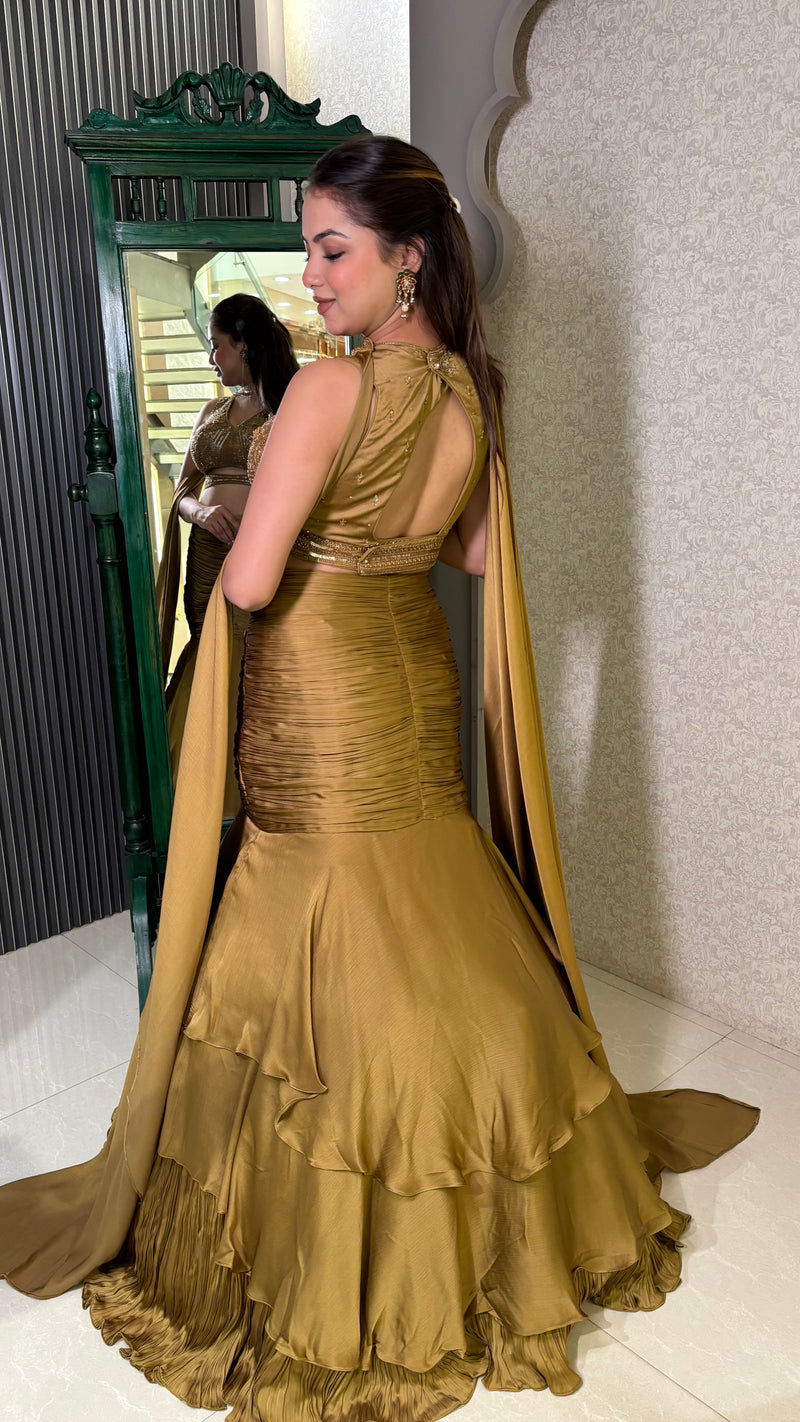 Satin lehenga Handwork Blouse