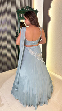 Pearl Whisper: Handwork Blouse & Palla Lehenga Set with Chinon Skirt