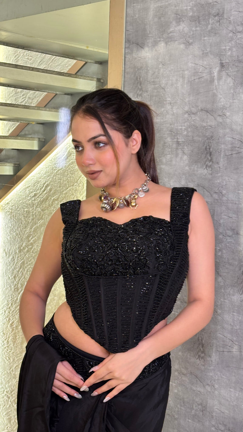 Luxe Drape: Saree with Hand-Embroidered Corset Blouse
