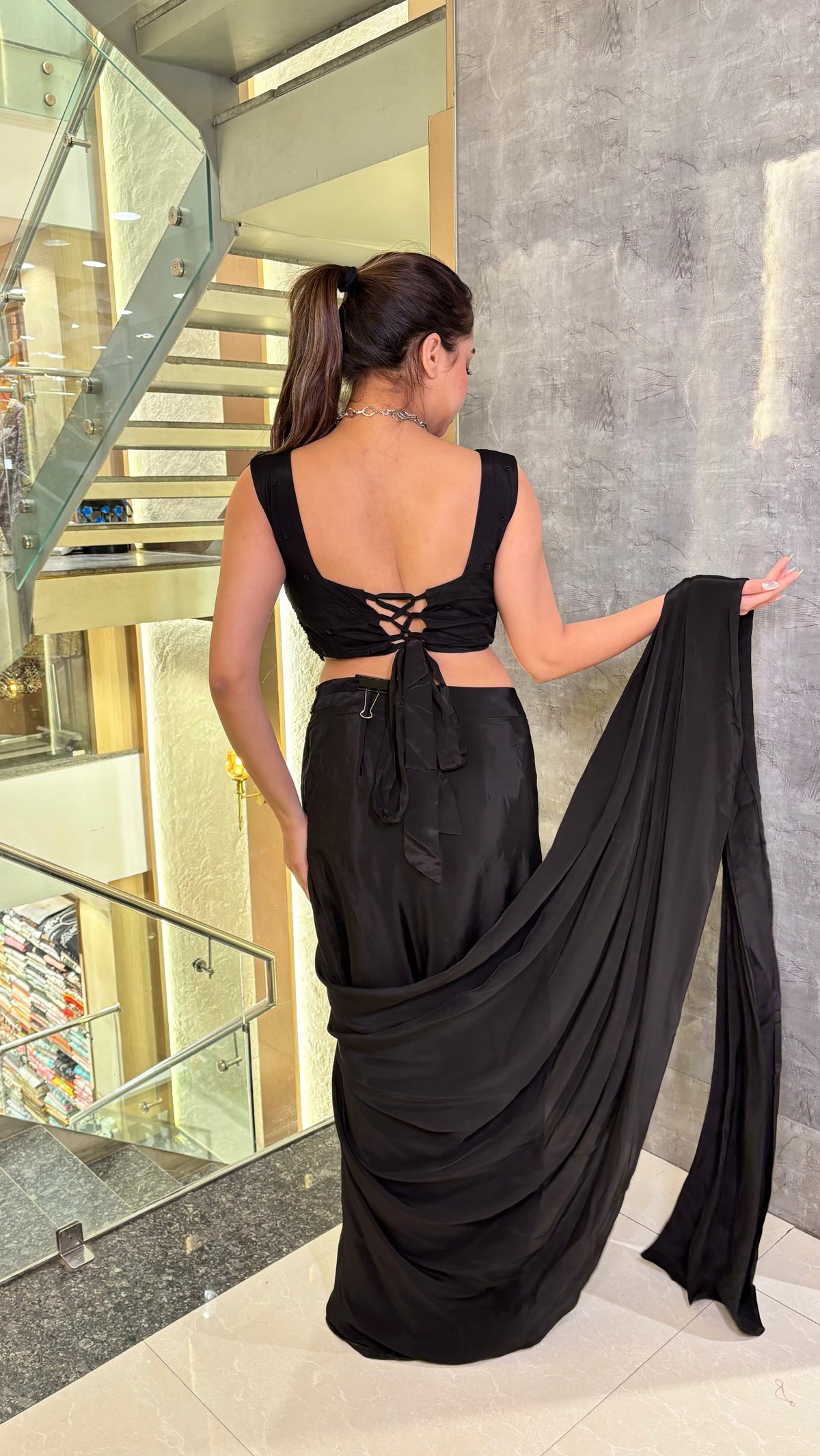 Luxe Drape: Saree with Hand-Embroidered Corset Blouse