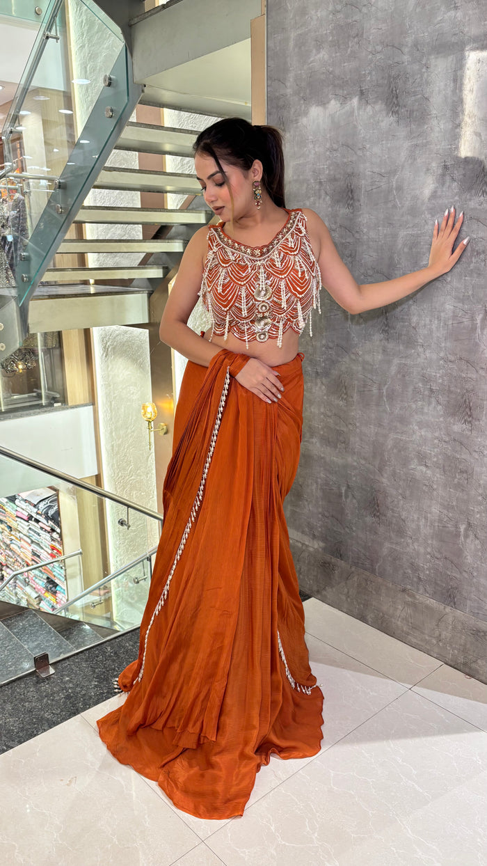 Elegance Edit: Chinon Saree with Handwork Blouse